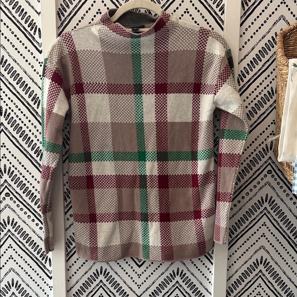 Ann Taylor Plaid Sweater - Red, Green, Cream